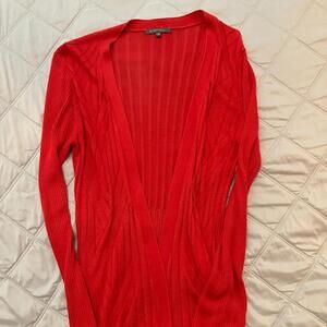 Lightweight Knit Ribbed Long Sleeve Red Open Sweater M 100% Rayon No Buttons